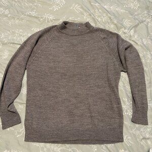 Vintage Back-Zip Mock Neck Sweater 38 Gray